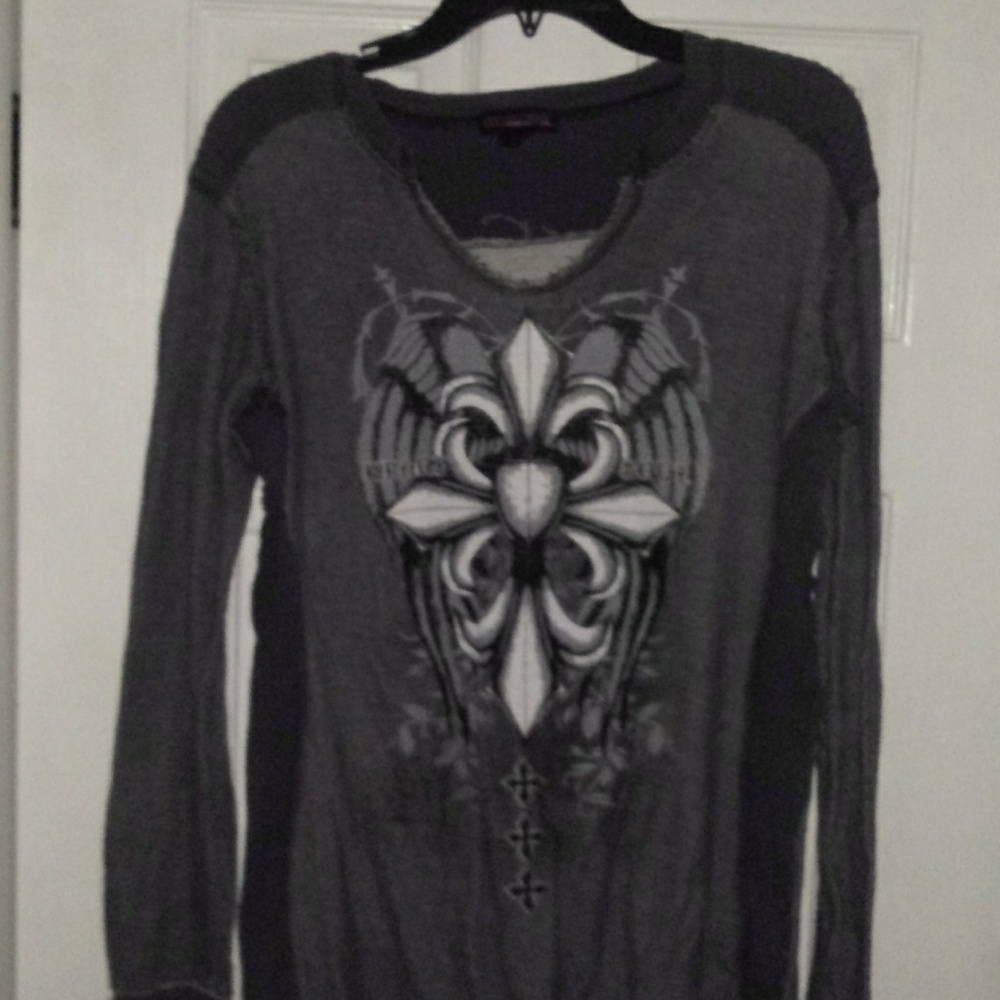 Gray frayed edged shirt